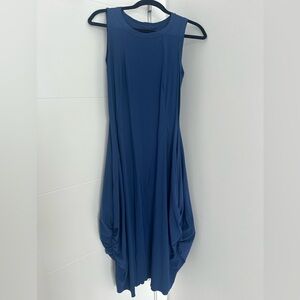 HIGH High Everyday Couture Blue Sculptural Midi Dress Androgynous Designer